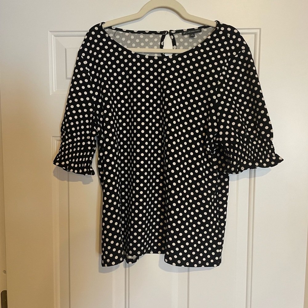 Adrianna Papell Black and White Polka Dot Blouse
